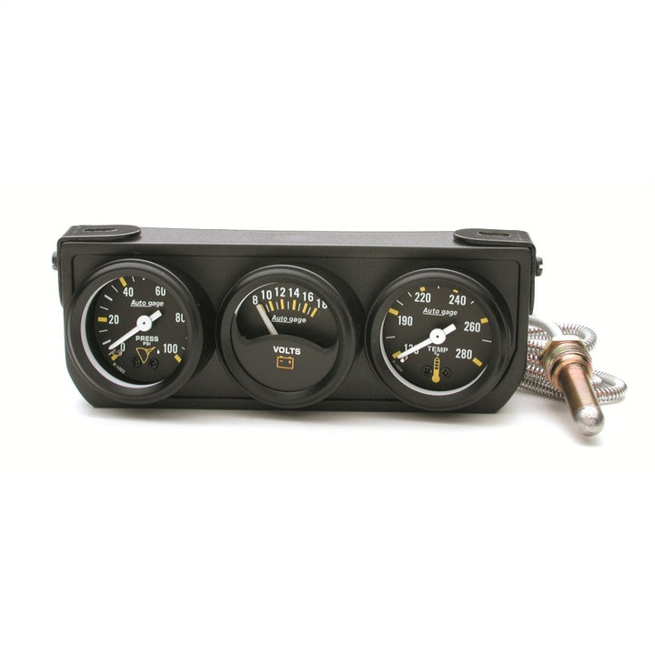 Autometer Auto Gauge Console Oil Pressure / WTMP / Volt. 1.5in 100 psi 280 Deg. 18V Mechanical BK