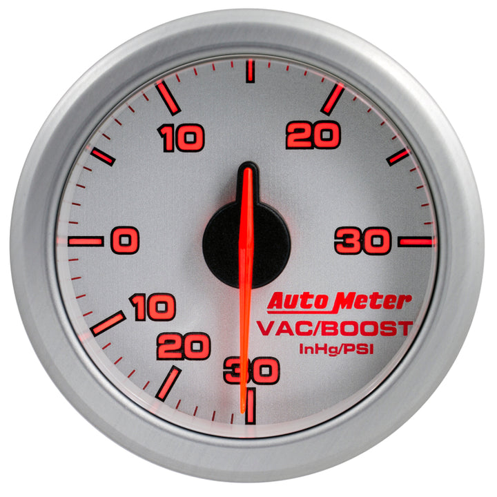 Autometer Airdrive 2-1/6in Boost/Vac Gauge 30in HG/30 PSI - Silver