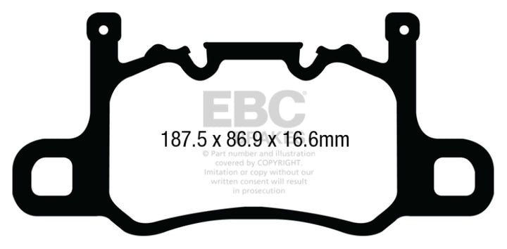 EBC 13-15 Porsche 911 (991) (Cast Iron Rotor only) 3.8 GT3 Yellowstuff Rear Brake Pads