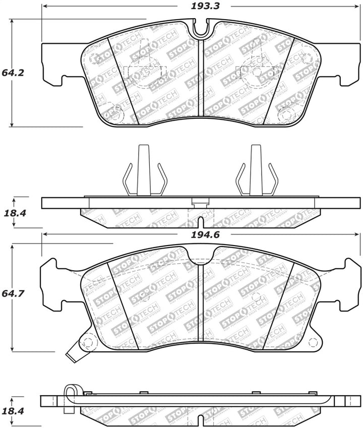 StopTech 11-20 Jeep Grand Cherokee Street Select Front Brake Pads